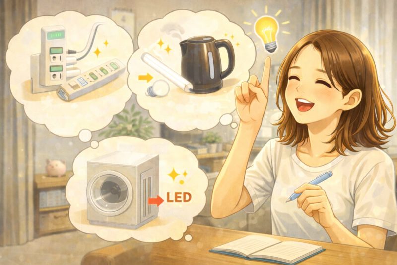 節約のアイデアが浮かぶ様子