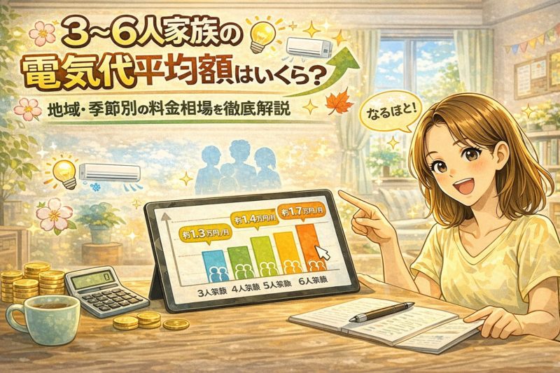 3～6人家族の電気代平均額はいくら？地域・季節別の料金相場を解説